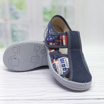 Тапочки Валди для мальчика, липучки, Waldi, серые