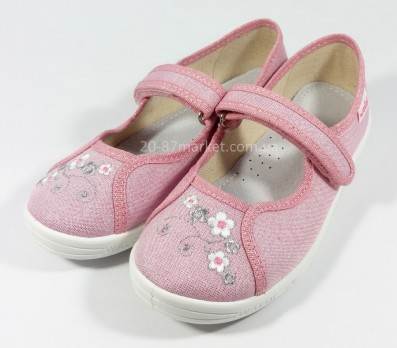 Капці для дівчинки на липучках, рожеві