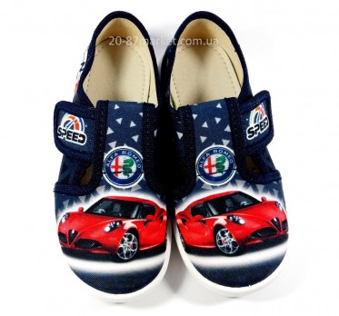 Тапочки арт.26388 р.26-32 Natur синие, принт - машина