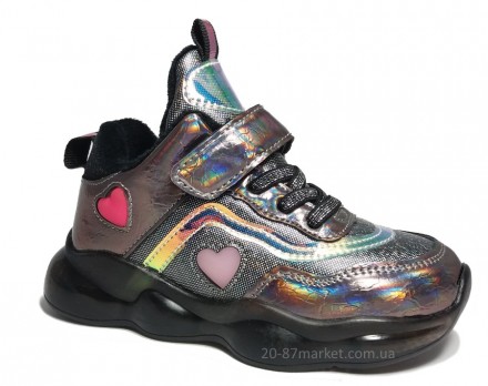 Блестящие кроссовки на липучке, для девочки