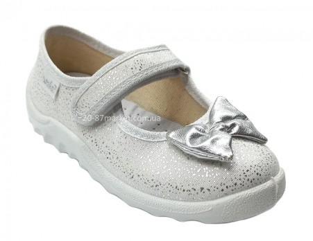 Блестящие детские тапочки на липучках для девочки, бант