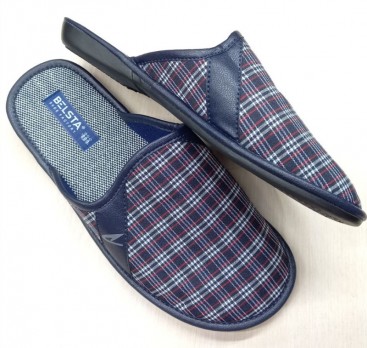 Тапочки мужские закрытые арт.33369 р.41-45 Белста синие, клетка