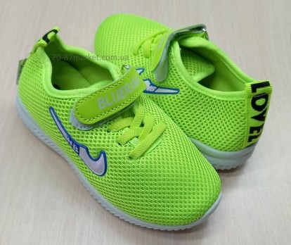 Зелёные кроссовки в сетку, липучки
