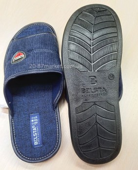 Синие тапки, мужские, чёрная подошва, Белста