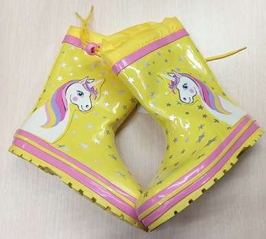 Резиновые сапоги, цвет жёлтый, с изображением единорога