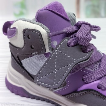 Кросівки хайтопи для дівчинки р.32-37 арт.32937 Apawwa сірий/фіолетовий