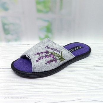 Тапочки женские войлочные, арт.33027 р.36-41 Белста серые открытый носок