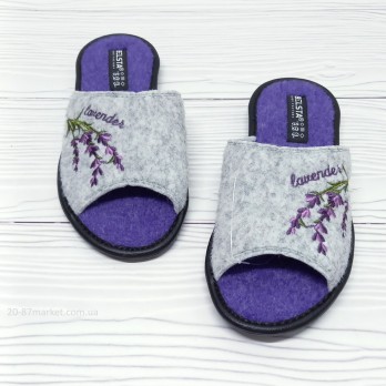 Тапочки женские войлочные, арт.33027 р.36-41 Белста серые открытый носок