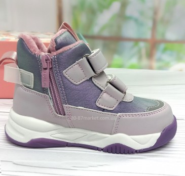 Ботинки для девочки, сиреневого цвета, застёжка на липучке и молнии