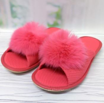 Тапочки Белста открытые, для девочки, цвет - коралловый