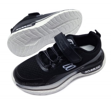 Кроссовки на липучках, чёрные, сетка