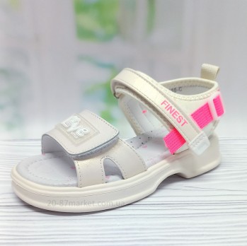 босоножки для девочки, кожаные, бежевые, застёжки на липучках