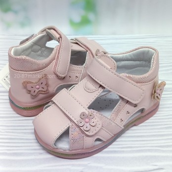 Детские босоножки на липучках, цвет: пудра