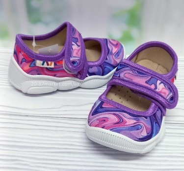 фиолетовые тапочки для девочки, застёжки на липучках