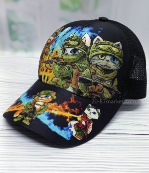 Детская бейсболка, "Боевые коты", сетка