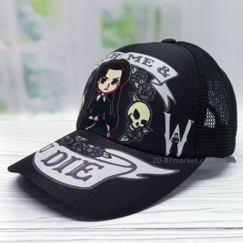 Бейсболка детская, для девочки, сетка, чёрный цвет