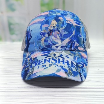 Бейсболка сетка, голубой принт Бейсболка детская с сеткой, арт.34140 р.52-55, голубая, принт: Genshin