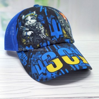 Бейсболка синяя, лето, сетка, стильный принт: Пес Патрон