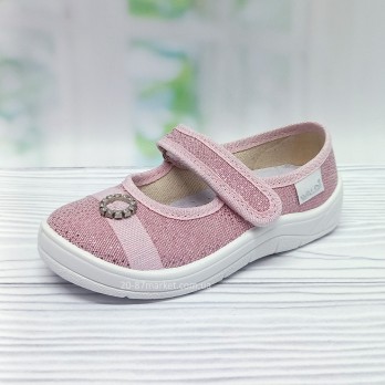 Тапочки валди для девочки, цвет: пудра, стразы