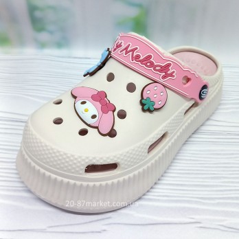 Кроксы белые, девочка, джибитсы, на платформе