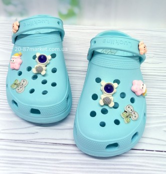 Бирюзовые кроксы для девочки, джибитсы
