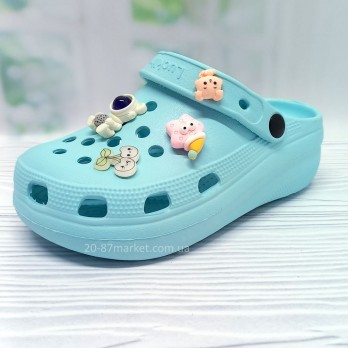 Кроксы для девочки, Луклайн, джибитсы, цвет: бирюзовый