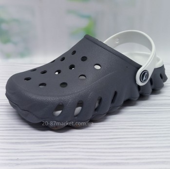 Серые кроксы для мальчика, белая стелька, LuckLine