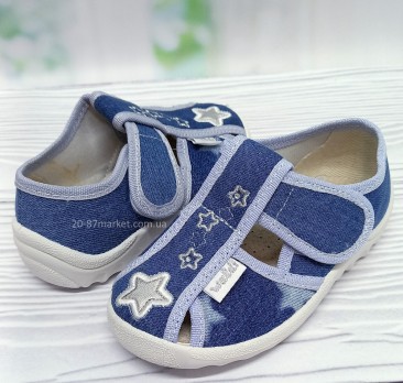 Тапочки Валди для девочки, синие, на высокий подъём 