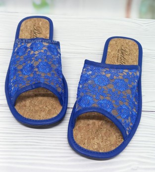 Женские комнатные тапочки Белста, голубые, сетка, максимально открытые