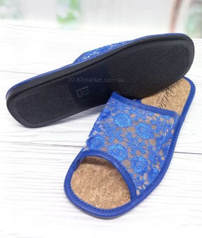 Женские домашние тапочки белста, пробка, голубая сетка