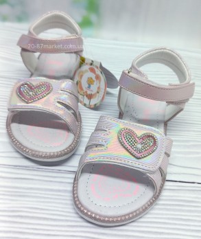 Детские босоножки для девочки, розового цвета, украшены стразами