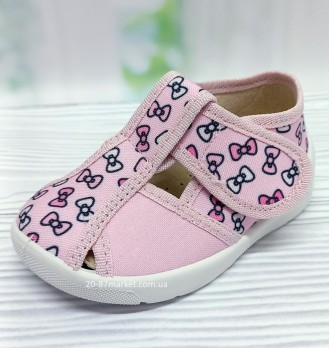 Детские тапочки для девочки, цвет ветло розовый, подходит на высокий подъём